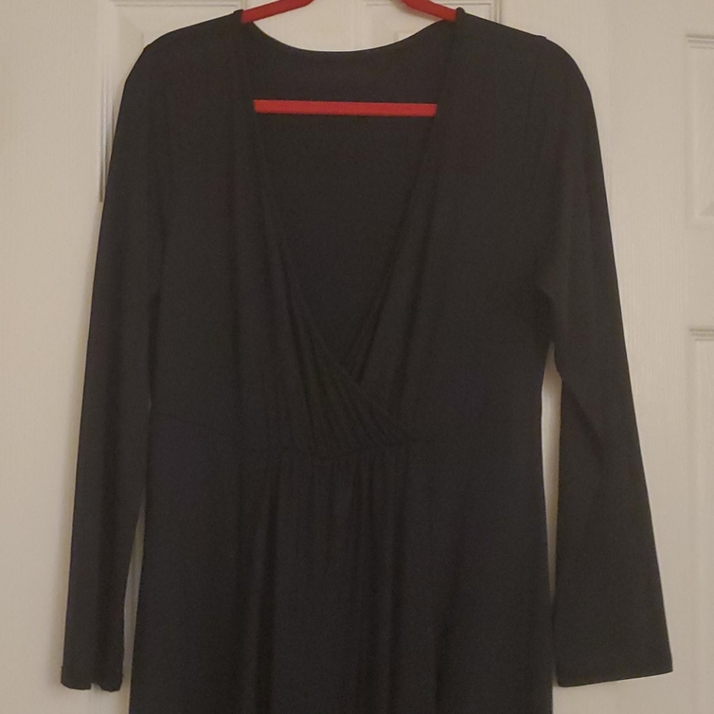 Draped Navy Blue Midi Dress - Picture 5 of 5